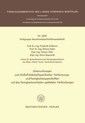 Eichhorn | Untersuchungen zum Einfluß klebstoffspezifischer Verformungs- und Festigkeitseigenschaften auf das Festigkeitsverhalten geklebter Verbindungen | E-Book | www.sack.de