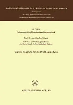 Weck |  Digitale Regelung für die Drehbearbeitung | eBook | Sack Fachmedien