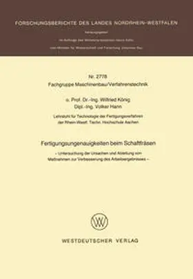 König |  Fertigungsungenauigkeiten beim Schaftfräsen | eBook | Sack Fachmedien