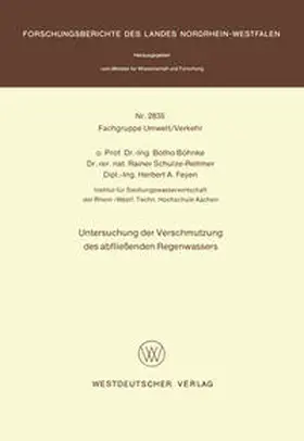 Böhnke | Untersuchung der Verschmutzung des abfließenden Regenwassers | E-Book | sack.de