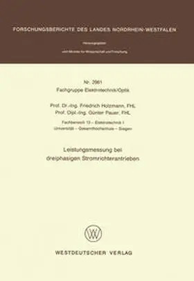 Holzmann | Leistungsmessung bei dreiphasigen Stromrichterantrieben | E-Book | www.sack.de