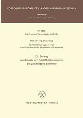 Gad |  Ein Beitrag zum Einsatz von Feldeffekttransistoren als quadratische Elemente | eBook | Sack Fachmedien