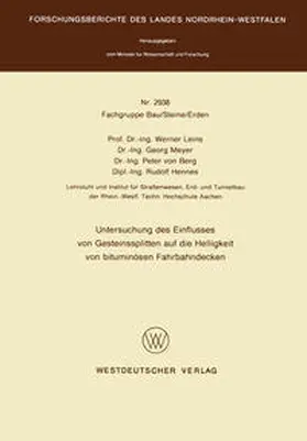 Leins | Untersuchung des Einflusses von Gesteinssplitten auf die Helligkeit von bituminösen Fahrbahndecken | E-Book | www.sack.de