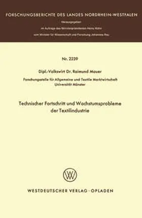 Mauer | Technischer Fortschritt und Wachstumsprobleme der Textilindustrie | E-Book | www.sack.de