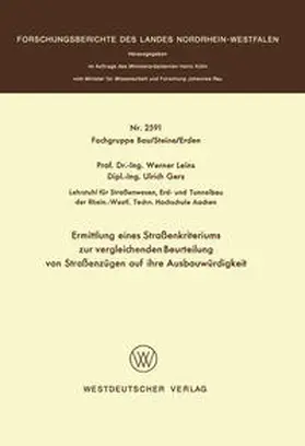 Leins | Ermittlung eines Straßenkriteriums zur vergleichenden Beurteilung von Straßenzügen auf ihre Ausbauwürdigkeit | E-Book | www.sack.de
