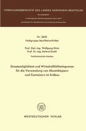 Hintz | Einsatzmöglichkeit und Wirtschaftlichkeitsgrenze für die Verwendung von Absetzkippern und Containern im Erdbau | E-Book | www.sack.de