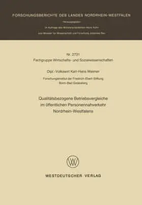 Weimer |  Qualitätsbezogene Betriebsvergleiche im öffentlichen Personennahverkehr Nordrhein-Westfalens | eBook | Sack Fachmedien