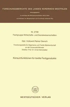 Giersch |  Konsumfunktionen für textile Fertigprodukte | eBook | Sack Fachmedien