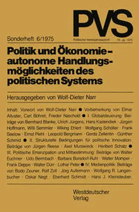 Narr |  Politik und Ökonomie — autonome Handlungsmöglichkeiten des politischen Systems | eBook | Sack Fachmedien