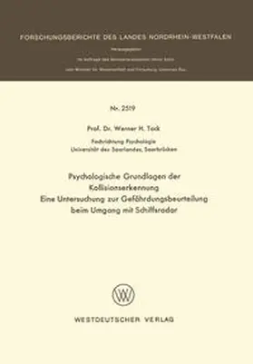 Tack |  Psychologische Grundlagen der Kollisionserkennung | eBook | Sack Fachmedien