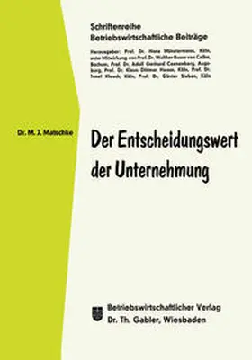 Matschke |  Der Entscheidungswert der Unternehmung | eBook | Sack Fachmedien