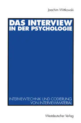 Wittkowski |  Das Interview in der Psychologie | eBook | Sack Fachmedien