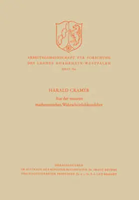 Cramér |  Aus der neueren mathematischen Wahrscheinlichkeitslehre | eBook | Sack Fachmedien