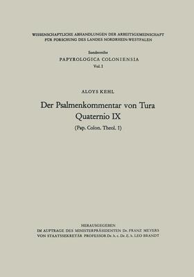 Kehl | Kehl, A: Psalmenkommentar von Tura | Buch | 978-3-322-98068-7 | sack.de