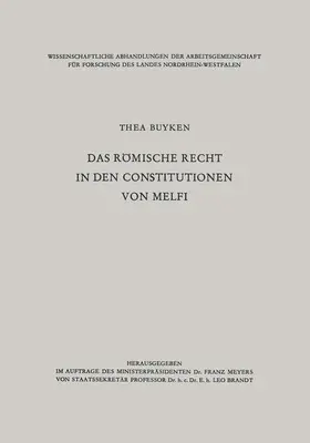 Lieck-Buyken |  Das römische Recht in den Constitutionen von Melfi | Buch |  Sack Fachmedien