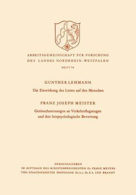 Lehmann |  Lehmann, G: Einwirkung des Lärms auf den Menschen | Buch |  Sack Fachmedien
