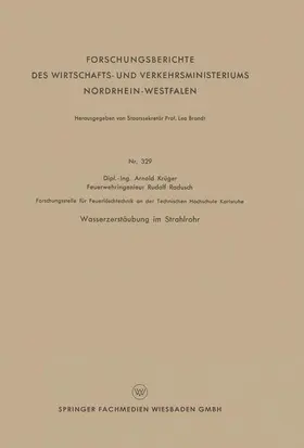 Krüger | Wasserzerstäubung im Strahlrohr | Buch | 978-3-322-98327-5 | www.sack.de