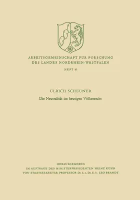 Scheuner |  Die Neutralität im heutigen Völkerrecht | Buch |  Sack Fachmedien