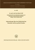 Wolff |  Wolff, M: Untersuchungen über den Schlafverlauf bei Gesunden | Buch |  Sack Fachmedien