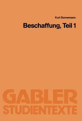 Sonnemann |  Beschaffung, Teil 1 | Buch |  Sack Fachmedien