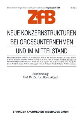 Albach | Albach, H: Neue Konzernstrukturen bei Großunternehmen und im | Buch | sack.de