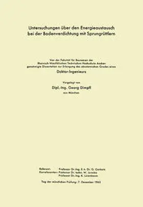 Dimpfl | Untersuchungen über den Energieaustausch bei der Bodenverdichtung mit Sprungrüttlern | E-Book | www.sack.de
