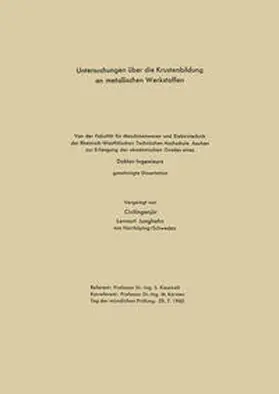 Junghahn |  Untersuchungen über die Krustenbildung an metallischen Werkstoffen | eBook | Sack Fachmedien