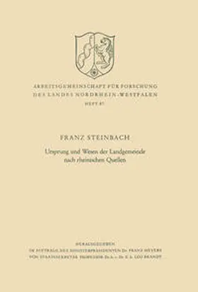 Steinbach | Ursprung und Wesen der Landgemeinde nach rheinischen Quellen | E-Book | www.sack.de