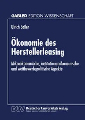 Ökonomie des Herstellerleasing | E-Book | www.sack.de