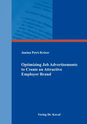 Petri-Krisor | Optimizing Job Advertisements to Create an Attractive Employer Brand | Buch | 978-3-339-10688-9 | www.sack.de