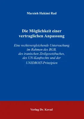 Hakimi Rad |  Die Möglichkeit einer vertraglichen Anpassung | Buch |  Sack Fachmedien