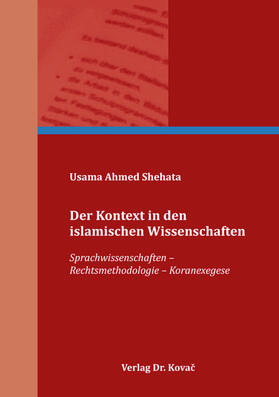 Shehata |  Der Kontext in den islamischen Wissenschaften | Buch |  Sack Fachmedien