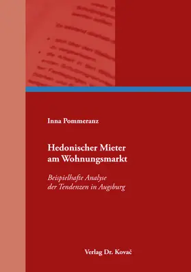 Pommeranz |  Hedonischer Mieter am Wohnungsmarkt | Buch |  Sack Fachmedien