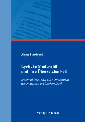 Arfaoui |  Lyrische Modernität und ihre Übersetzbarkeit | Buch |  Sack Fachmedien