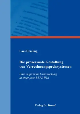 Hemling |  Die prozessuale Gestaltung von Verrechnungspreissystemen | Buch |  Sack Fachmedien