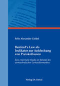 Geidel |  Benford’s Law als Indikator zur Aufdeckung von Preiskollusion | Buch |  Sack Fachmedien