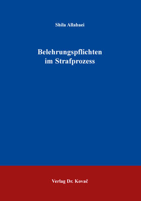 Allabaei | Belehrungspflichten im Strafprozess | Buch | 978-3-339-13712-8 | sack.de