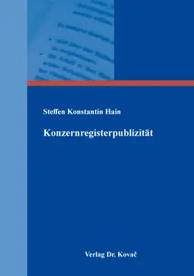Hain |  Konzernregisterpublizität | Buch |  Sack Fachmedien