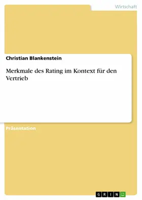 Blankenstein |  Merkmale des Rating im Kontext für den Vertrieb | eBook | Sack Fachmedien