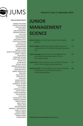 Junior Management Science, Volume 4, Issue 3, September 2019 | Buch | 978-3-346-08173-5 | sack.de
