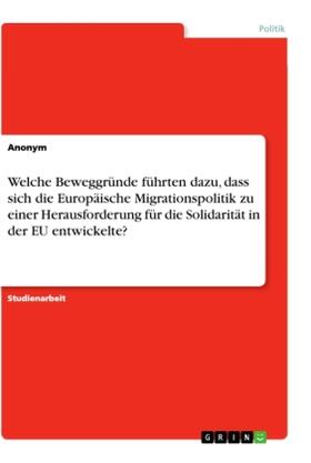 Welche Beweggründe führten dazu, dass sich die Europäische Migrationspolitik zu einer Herausforderung für die Solidarität in der EU entwickelte? | Buch | 978-3-346-12212-4 | www.sack.de