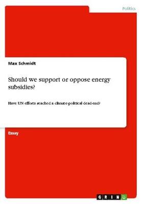 Schmidt |  Should we support or oppose energy subsidies? | Buch |  Sack Fachmedien
