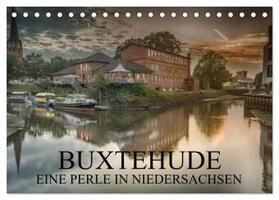 Schwarz | Buxtehude - Eine Perle in Niedersachsen (Tischkalender 2024 DIN A5 quer), CALVENDO Monatskalender | Sonstiges | 978-3-383-20655-9 | sack.de