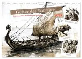 CALVENDO / Frost |  Götter der Wikinger - Skizzen zur Welt der Nordischen Mythologie (Wandkalender 2025 DIN A4 quer), CALVENDO Monatskalender | Sonstiges |  Sack Fachmedien
