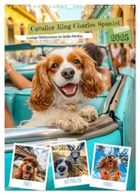 CALVENDO / Frost |  Cavalier King Charles Spaniel - Lustige Weltenreise im Selfie-Modus (Wandkalender 2025 DIN A3 hoch), CALVENDO Monatskalender | Sonstiges |  Sack Fachmedien
