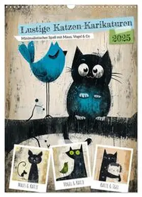 CALVENDO / Frost |  Lustige Katzen-Karikaturen - Minimalistischer Spaß mit Maus, Vogel und Co (Wandkalender 2025 DIN A3 hoch), CALVENDO Monatskalender | Sonstiges |  Sack Fachmedien