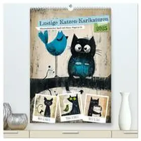 CALVENDO / Frost |  Lustige Katzen-Karikaturen - Minimalistischer Spaß mit Maus, Vogel und Co (hochwertiger Premium Wandkalender 2025 DIN A2 hoch), Kunstdruck in Hochglanz | Sonstiges |  Sack Fachmedien