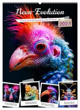 CALVENDO / Frost |  Neon-Evolution - Fluoreszierende Fantasietiere der KI-Welt (Wandkalender 2025 DIN A2 hoch), CALVENDO Monatskalender | Sonstiges |  Sack Fachmedien