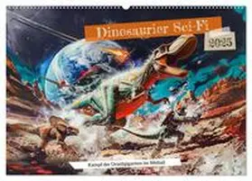 CALVENDO / Frost |  Dinosaurier Sci-Fi - Kampf der Urzeitgiganten im Weltall (Wandkalender 2025 DIN A2 quer), CALVENDO Monatskalender | Sonstiges |  Sack Fachmedien