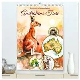 CALVENDO / Frost |  Australiens Tiere - Illustriert in Wasserfarben (hochwertiger Premium Wandkalender 2025 DIN A2 hoch), Kunstdruck in Hochglanz | Sonstiges |  Sack Fachmedien
